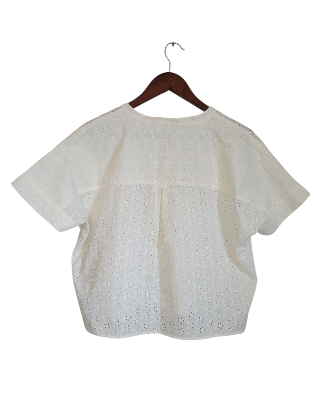 Madewell Eyelet Boxy Button Down Shirt M Lighthouse White Cotton Summer Top - Picture 8 of 12
